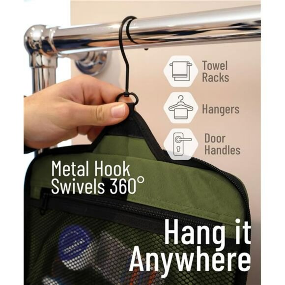 Hanging Travel Toiletry Bag Large Organizer with Hook for Makeup and Toiletries - Picture 4 of 7